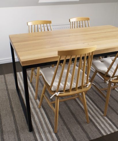 Esstisch, Tisch mit Metallgestell, Industrial, Tisch, Holztisch, Lofttisch, Holz, massiv Holz, Eichenholz, Holzplatte, Tischplatte, Massmöbel, luxus möbel, moderne möbel, designermöbel, design möbel online shop, edle möbel, exklusive büromöbel, Exklusive Möbel, Echtholz, Echtholzmöbel, echtes Holz, Massivholz