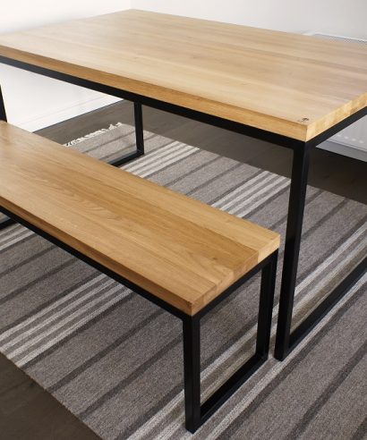Esstisch, Tisch mit Metallgestell, Industrial, Tisch, Holztisch, Lofttisch, Holz, massiv Holz, Eichenholz, Holzplatte, Tischplatte, Massmöbel, luxus möbel, moderne möbel, designermöbel, design möbel online shop, edle möbel, exklusive büromöbel, Exklusive Möbel, Echtholz, Echtholzmöbel, echtes Holz, Massivholz