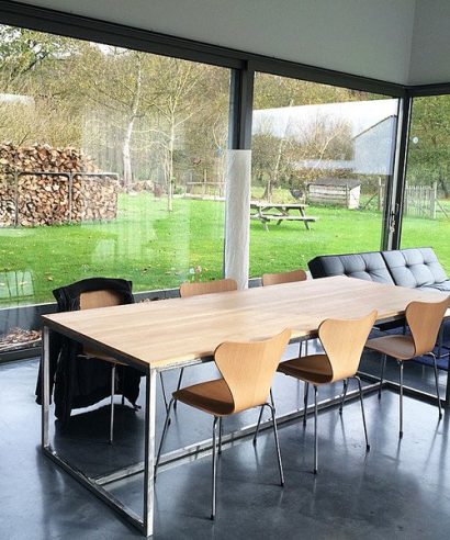 Esstisch, Tisch mit Metallgestell, Industrial, Tisch, Holztisch, Lofttisch, Holz, massiv Holz, Eichenholz, Holzplatte, Tischplatte, Massmöbel, luxus möbel, moderne möbel, designermöbel, design möbel online shop, edle möbel, exklusive büromöbel, Exklusive Möbel, Echtholz, Echtholzmöbel, echtes Holz, Massivholz