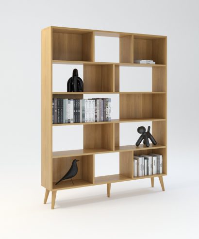 Bibliothek aus Eiche, Regal aus Holz, Mid-Century modern Regal, Mid-Century modern Bücherregal, Bücherregal aus Eiche, Bücherregal Echtholz