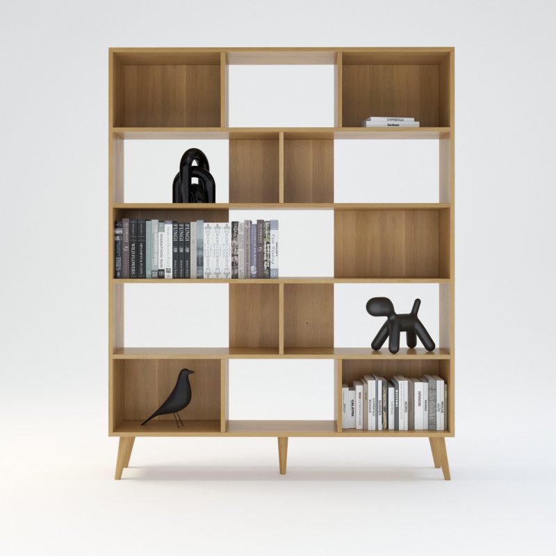 Bibliothek aus Eiche, Regal aus Holz, Mid-Century modern Regal, Mid-Century modern Bücherregal, Bücherregal aus Eiche, Bücherregal Echtholz