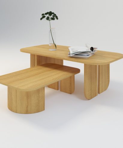 Runder Couchtisch aus Eiche, Couchtisch Massiv, Holztisch, Kaffeetisch aus Holz, Kaffeetisch aus Massivholz, Kaffeetisch Eiche, Beistelltisch Lamellen, Coucjtisch mit Lamellen