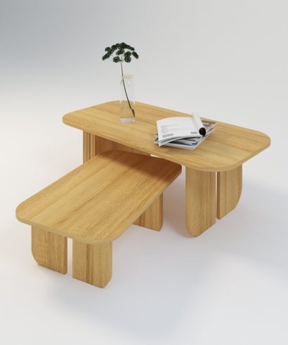 Runder Couchtisch aus Eiche, Couchtisch Massiv, Holztisch, Kaffeetisch aus Holz, Kaffeetisch aus Massivholz, Kaffeetisch Eiche, Beistelltisch Lamellen, Coucjtisch mit Lamellen