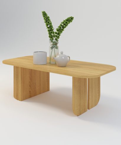 Runder Couchtisch aus Eiche, Couchtisch Massiv, Holztisch, Kaffeetisch aus Holz, Kaffeetisch aus Massivholz, Kaffeetisch Eiche, Beistelltisch Lamellen, Coucjtisch mit Lamellen