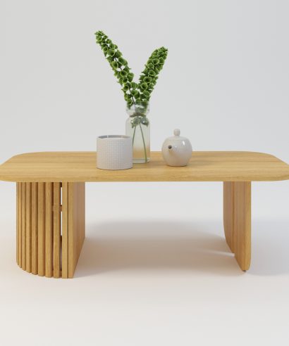 Runder Couchtisch aus Eiche, Couchtisch Massiv, Holztisch, Kaffeetisch aus Holz, Kaffeetisch aus Massivholz, Kaffeetisch Eiche, Beistelltisch Lamellen, Coucjtisch mit Lamellen