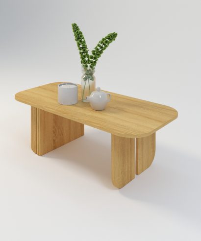 Runder Couchtisch aus Eiche, Couchtisch Massiv, Holztisch, Kaffeetisch aus Holz, Kaffeetisch aus Massivholz, Kaffeetisch Eiche, Beistelltisch Lamellen, Coucjtisch mit Lamellen